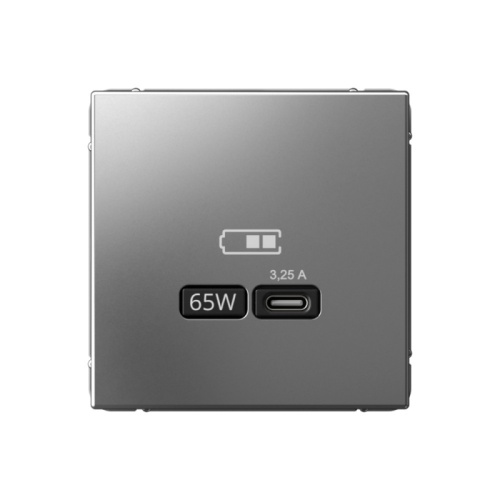 ARTGALLERY USB РОЗЕТКА тип-С 65Вт высокоскор.заряд. QC, PD, механизм, СТАЛЬ | код GAL000927 | Systeme Electric