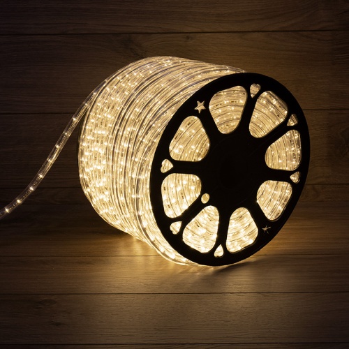 Дюралайт LED, эффект мерцания (2W) - ТЕПЛЫЙ БЕЛЫЙ Эконом 24 LED/м , бухта 100м | код 121-256-4 | NEON-NIGHT