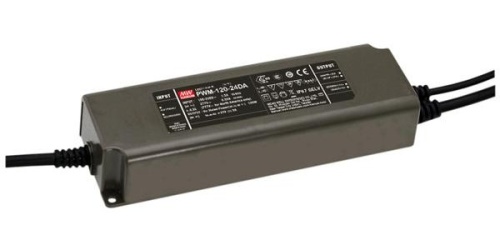 Источник питания AC-DC, 120Вт, ККМ, IP67, вход 90…305В AC, 47…63Гц, выход 12В/10А, изоляция 3750В AC, в кожухе 191х63х37.5мм, -40…+70С, димминг DALI, выход: стабилизированное напряжение с ШИМ | код PWM-120-12DA | MeanWell