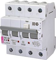 Диффер. автоматический выключатель KZS-4M 3p+N B 10/0,03 тип AC (6kA) | код 002174002 | ETI