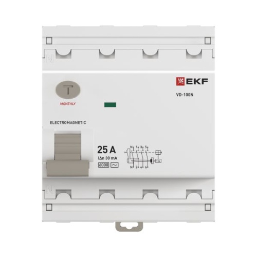 Выключатель дифференциального тока 4п 25А 30мА тип AC 6кА ВД-100N электромех. PROxima | код E1046M2530 | EKF фото 5