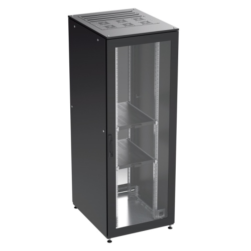 Собранный напольный 19 IT-CQE, 42U 600х600 двери стекло/сплошная, RAL 9005 | код R5DC4266GSB | DKC