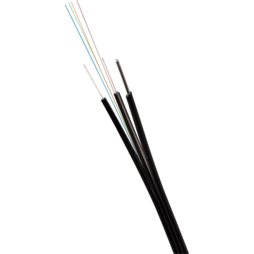 ВО кабель внешний FTTH Drop с тросом, плоский, FRP, PE, 4 волокна, SM G657, черный | код LAN-OFC-FOF4-S7-PE-T | LANMASTER