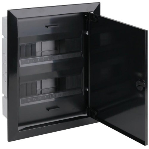 Щиток для скрытой проводки с металлической дверцей на 24 модуля черный IP40 (ЩРВ-24) | код 68124МЧ | Ruvinil