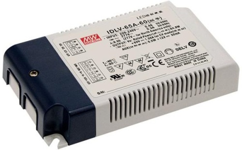 Источник питания AC-DC, 64.8Вт, вход 180…295В AC, 47…63Гц/125…417В DC, ККМ, выход 36В/1.8А, изоляция 3750В AC, в кожухе 130х75х25мм, -20…+85С (корпус), димминг 0...10 В/ШИМ, доп. выход 12В/50мА | код IDLV-65A-36 | MeanWell