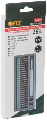 Отвертка с битами для точных работ, 24 CrV бит, пластиковый бокс | код 56194 | FIT фото 3 Отвертка с битами для точных работ, 24 CrV бит, пластиковый бокс | код 56194 | FIT фото 3