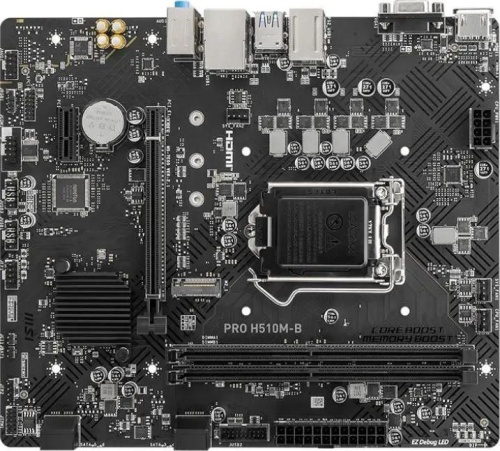 Материнская плата MSI PRO H510M-B (10Gen only) Soc-1200 Intel H470 2xDDR4 mATX AC`97 8ch(7.1) GbLAN+VGA+HDMI | код 1936222 | MSI