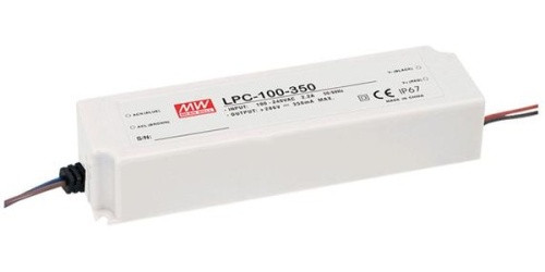 Источник питания AC-DC, 100.8Вт, вход 90...264 В AC, стабилизация тока, выход 1050мА/48...96В, изоляция 3000В AC, пластик IP67 190х52х37мм, -25…+50С | код LPC-100-1050 | MeanWell