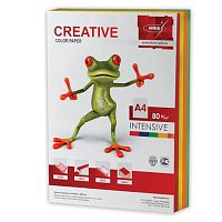 Бумага цветная CREATIVE color, А4, 80 г/м2, 250 л., (5 цветов х 50 л.), микс интенсив, БИpr-250r | код 110510 | CREATIVE