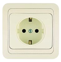 Розетка 1-м СП Mimoza 16А IP20 с заземл. крем./крем. Makel 25008