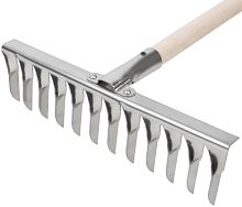 Грабли, витой зуб, нержавеющая сталь, 12 зубьев, с деревянным черенком | код 76983 | FIT
