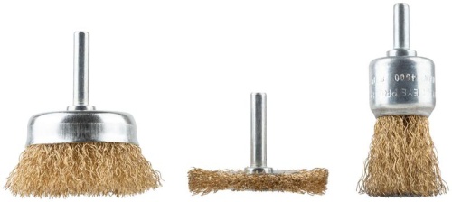 Корщетки со штифтом, набор 3 шт. ( колесо 50 мм / чашка 50 мм / венчик 25 мм ) | код 38561 | FIT фото 2