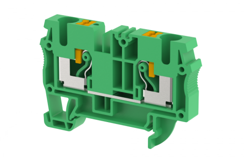 Клемма проходная PUSH-IN 6 мм2, на 2 подключения, зеленая PQ6-GREEN | код 3104010003 | Elmex