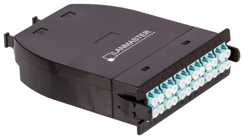 MPO кассета OM3, 24xLC, тип B, низкие потери, черная | код LAN-MCSB-2M-24LC/OM3 | LANMASTER