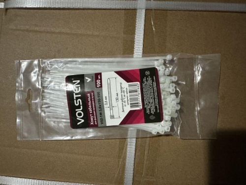 Хомут кабельный V02-1W-3.6х150-100 3.6х150 нейл. бел. (уп.100шт) Volsten 9499 фото 4