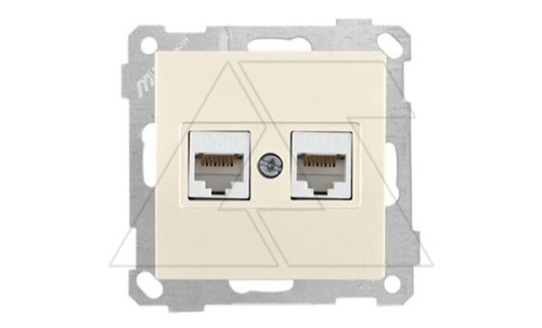 21 - Розетка 2хRJ-45 кат. 6 UTP, сл.кость | код 2100-141-0102 | Mutlusan