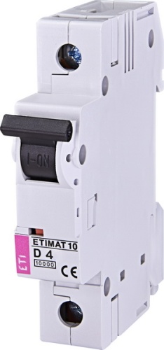 Автоматический выключатель ETIMAT 10 1p D 4А (10 kA) | код 002151710 | ETI