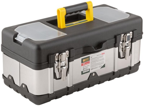Ящик для инструмента пластиковый 16'' ( 410х215х185 мм ) замки и стенки нерж. сталь | код 65594 | FIT фото 2