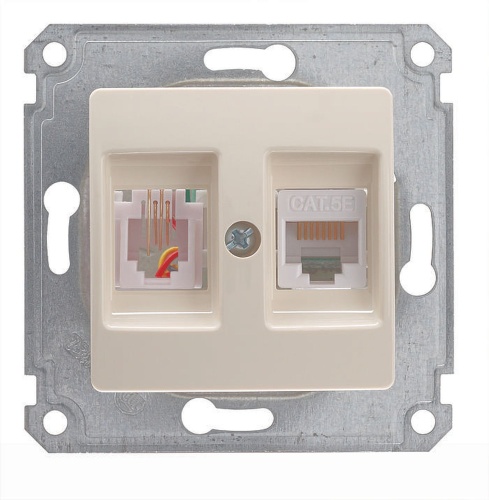 Lillium Механизм розетки CAT5е + TF евро бежевый | код 30010037 | Makel