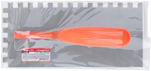 Гладилка стальная с пластиковой ручкой, 280х130 мм зубчатая, зуб 10х10 мм | код 5139 | FIT фото 3