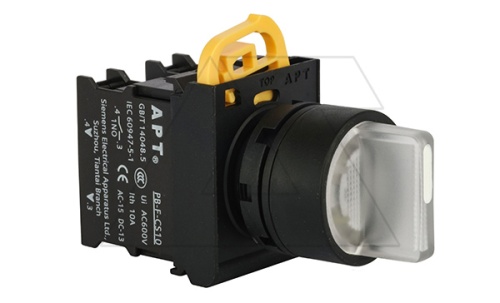 Переключатель PB3E, белый, I->0<-II, возврат, 2NO, 6A 230VAC/24VDC, с подсветкой без LED, 22mm, IP65 | код PB3E-X31S20S/W00ffu | АРТ