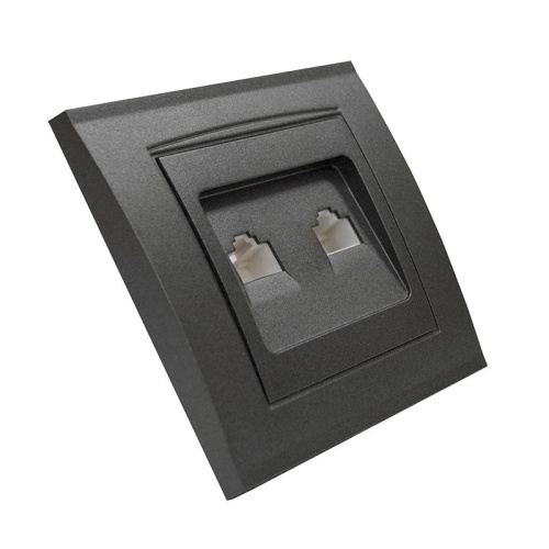 Розетка 2RJ45 серия Бриллиант,скрытой установки, 1А, механизм, графит | код 1079-Gr | Universal фото 2