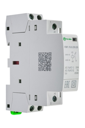 KM1.10.0.230.20 Модульный контактор 1НО контакт 20А (~/= 230В AC/DC) | код KM110023020 | РЕЛЕОН