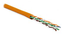 Кабель витая пара неэкранированная U/UTP категория 6 4 пары (24 AWG) многожильный (patсh) без разделителя LSZH нг(С)-HF оранжевый, Hyperline UUTP4-C6-P24-NCR-IN-LSZH-OR-100 (100 м) | код 273530 | Hyperline