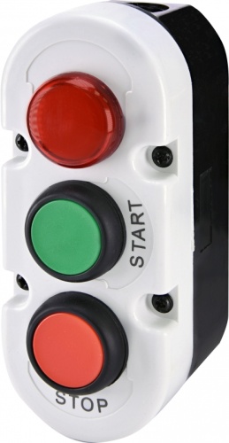 Кнопочный пост 3-модул. ESE3-V8 (START/STOP с ламп. LED240V AC, красный/зеленый/красный) | код 004771446 | ETI
