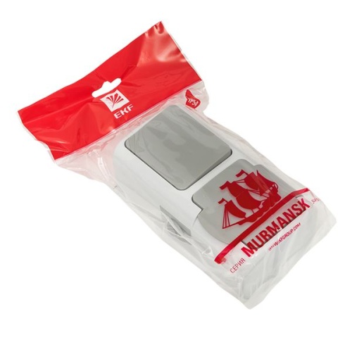 Мурманск Блок розетка 1-м 16А с заземлением с крышкой+ 1-кл выключатель IP54 серый | код EFRV16-050-30-540 | EKF фото 2