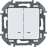 Выключатель двухклавишный с подсветкой/индикацией INSPIRIA 10 AX 250 В~ белый | код 673630 | Legrand
