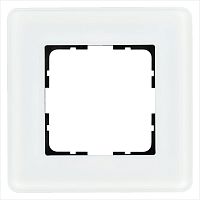 Рамка стеклянная матовая закругленная 1 пост цвет белый | код G1001GW-RM | Jasmart