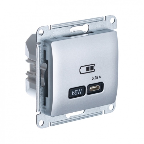 GLOSSA USB РОЗЕТКА тип-C 65Вт высокоскор.заряд. QC, PD, механизм, АЛЮМИНИЙ | код GSL000327 | Systeme Electric