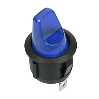 Выключатель клавишный круглый 12V 16А (3с) ON-OFF синий с подсветкой REXANT | код 36-2591 | REXANT