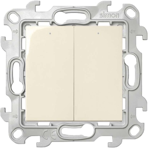 Выключатель двухклавишный с подвсеткой, слоновая кость | код 2450392-031 | Simon
