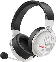 Наушники с микрофоном A4Tech Bloody MR590 Sports белый/черный 1.5м мониторные BT/Radio/3.5mm оголовье (MR590+ WIRED/SPORT WHITE) | код 1971801 | A4TECH