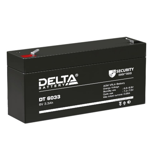 Аккумулятор ОПС 6В 3.3А.ч | код DT 6033 (125мм) | Delta