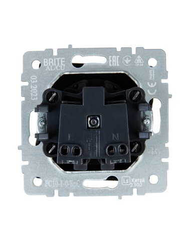 BRITE Розетка 1-местная без заземления без защитных шторок 10А РС10-1-0-БрС сталь | код BR-R10-10-K46 | IEK фото 3