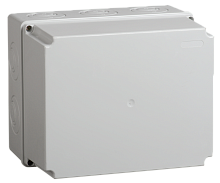 Коробка КМ41273 распаячная для открытой проводки 240х195х165мм IP44 (RAL7035 кабельные вводы 5 шт) | код UKO10-240-195-165-K41-44 | IEK