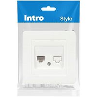 Розетка информационная RJ45, СУ, белый Intro 7-303-01 Style | код Б0060649 | ЭРА