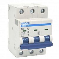 Автоматический выключатель DZ66-63/3P 16A 6kA х-ка C (ANDELI) | код ADL01-254 | ANDELI