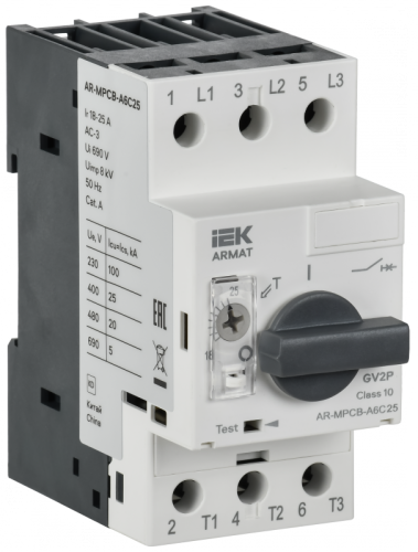 ARMAT Авт. выкл. защиты двигателя A6 GV2P 18-25А IEK | код AR-MPCB-A6C25 | IEK