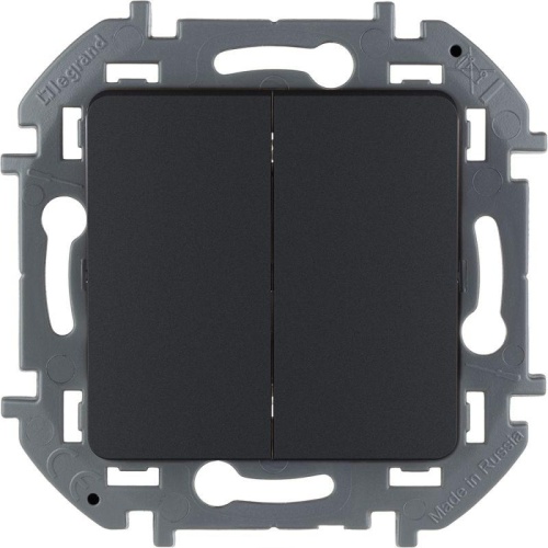 Выключатель двухклавишный INSPIRIA 10 AX 250 В~ антрацит | код 673623 | Legrand