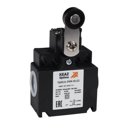 Выключатель концевой OptiLiS D4N-8125 рычаг металлический с роликом металлическим EN 50047 XCKT2119P16 | код 365321 | КЭАЗ