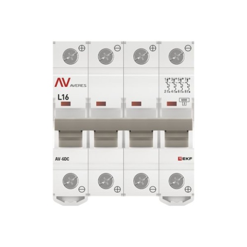 Выключатель автоматический AV-6 DC 4P 16A (L) 6kA EKF AVERES | код mcb6-DC-4-16L-av | EKF фото 5