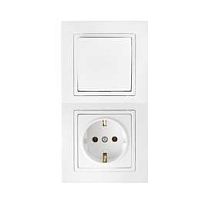 Беларусь Блок: выключатель скрытый одноклавишный + розетка 1п с заземлением | код В-РЦ-729 | БелТИЗ