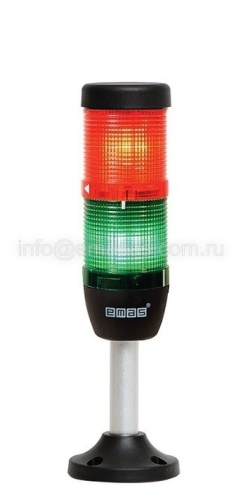 Сигнальная колонна 50 мм, (IP40) красная, зеленая, 24V AC/DC, светодиод LED, алюм. патрубок 100 мм, IK52L024XM03 | код IK52L024XM03 | EMAS