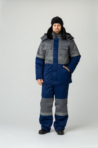 Костюм зимний Профи-Норд (ткань Смесовая,250) полукомбинезон, темно-синий серый, 68-70 170-176 | код 87479943 | Факел