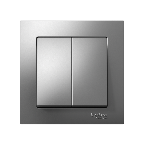 ATLASDESIGN 2-клавишный ВЫКЛЮЧАТЕЛЬ, сх.5, 10АХ, в сборе, быстрозажимные клеммы, СТАЛЬ | код ATN000952S | Systeme Electric