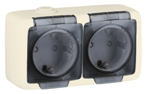 Alfa Розетка двухместная, с пылевлагозащитой, со шторками, с заземляющими контактами, открытой установки, белый | код РА16-252-01 | HEGEL Alfa Розетка двухместная, с пылевлагозащитой, со шторками, с заземляющими контактами, открытой установки, белый | код РА16-252-01 | HEGEL